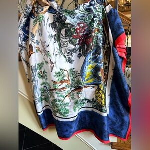 George Crestline NWT 100% Silk Scarf . Beautiful pattern/colors  XLarge.